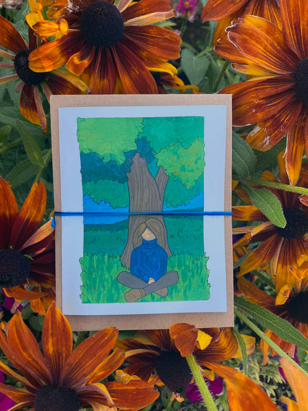 Meditating Girl Cards