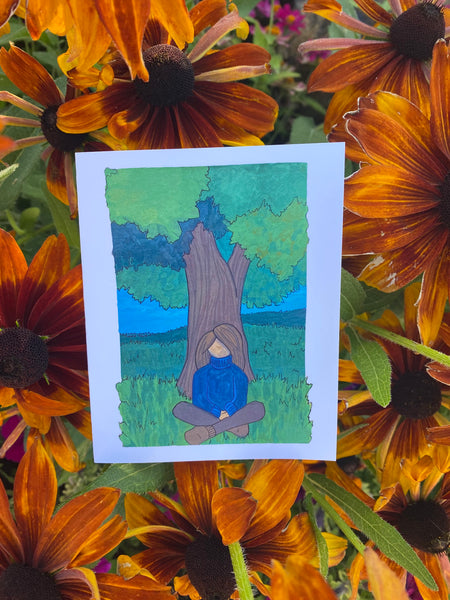 Meditating Girl Cards