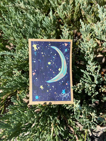 Moon and Fern Mini Paintings